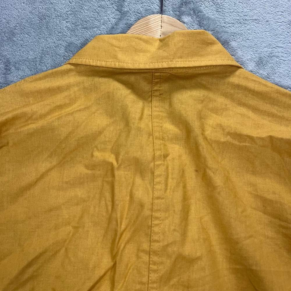 UNIQLO Shirt Jacket Womens L Mustard Yellow Linen Cotton 211-427065 Oversized - Picture 4 of 16